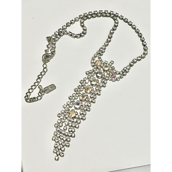 Christina Collection Foiled Crystal Statement Prom Dance Necklace wedding - Picture 2 of 4